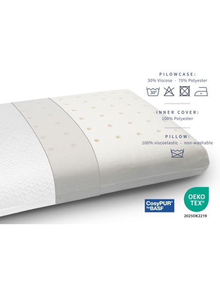 PACK OF 2 MEMORY FOAM PILLOWS - HEIGHT 12 CM